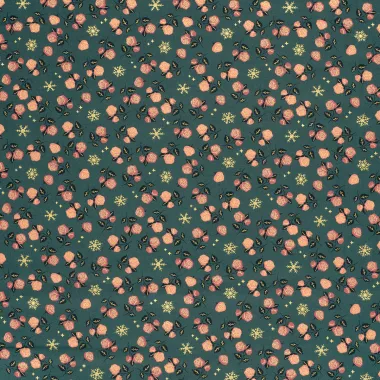-Kerststof - katoen poplin - folie kerststerren en rozen - groen - 22729-027 - Kerststof - katoen poplin - folie kerststerren en rozen - groen - 22729-027