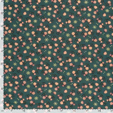 -Kerststof - katoen poplin - folie kerststerren en rozen - groen - 22729-027 - Kerststof - katoen poplin - folie kerststerren en rozen - groen - 22729-027