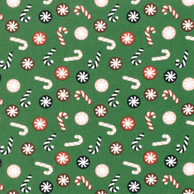 -Kerststof - katoen poplin - zuurstokken - groen - 22734-025 - Kerststof - katoen poplin - zuurstokken - groen - 22734-025