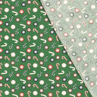 -Kerststof - katoen poplin - zuurstokken - groen - 22734-025 - Kerststof - katoen poplin - zuurstokken - groen - 22734-025