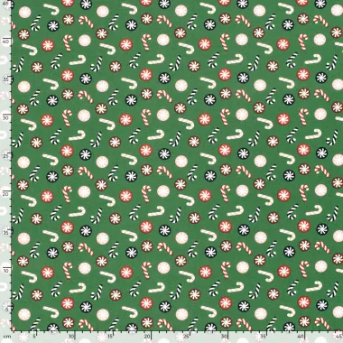 -Kerststof - katoen poplin - zuurstokken - groen - 22734-025 - Kerststof - katoen poplin - zuurstokken - groen - 22734-025