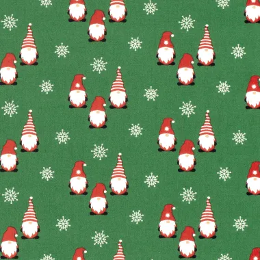 -Weihnachtsstoff – Baumwollpopeline – Gnome & Weihnachtssterne – grün – 22735-025 - Weihnachtsstoff – Baumwollpopeline – Gnome & Weihnachtssterne – grün – 22735-025