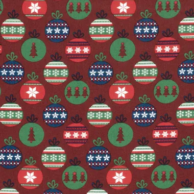 -Kerststof - katoen poplin - kerstballen - rood - 22736-015 - Kerststof - katoen poplin - kerstballen - rood - 22736-015