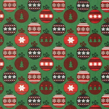 -Kerststof - katoen poplin - kerstballen - groen - 22736-025 - Kerststof - katoen poplin - kerstballen - groen - 22736-025