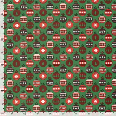 -Kerststof - katoen poplin - kerstballen - groen - 22736-025 - Kerststof - katoen poplin - kerstballen - groen - 22736-025
