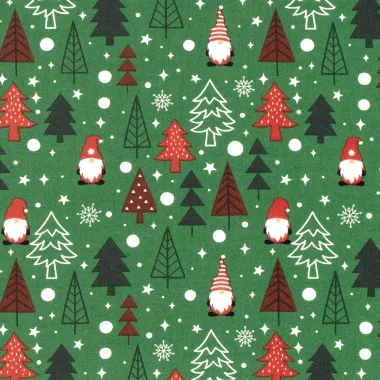 -Kerststof - katoen poplin - kerstbomen & gnomes - groen - 22737-025 - Kerststof - katoen poplin - kerstbomen & gnomes - groen - 22737-025