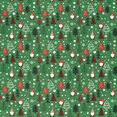 -Kerststof - katoen poplin - kerstbomen & gnomes - groen - 22737-025 - Kerststof - katoen poplin - kerstbomen & gnomes - groen - 22737-025