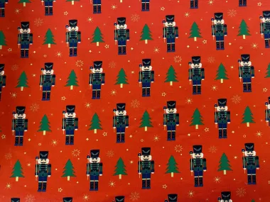 -Kerststof - French Terry - de notenkraker & kerstbomen - rood - 22707-015 - Kerststof - French Terry - de notenkraker & kerstbomen - rood - 22707-015