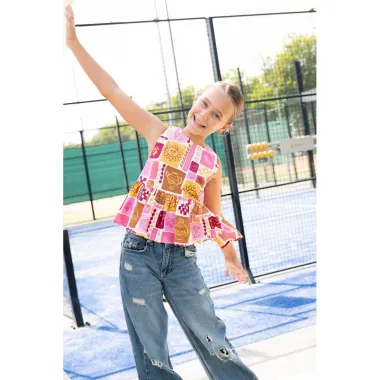 -Katoen stof - poplin - summer patchwork - roze multi - 26/5948-002 - Katoen stof - poplin - summer patchwork - roze multi - 26/5948-002