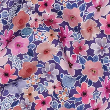 -Baumwolle – Popeline – digitale Blumen – lila multi – 26/5966-005 - Baumwolle – Popeline – digitale Blumen – lila multi – 26/5966-005