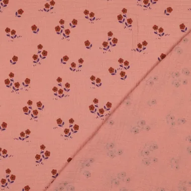 -Musselin – Blümchen – Pfirsich – 6126-050 - Musselin – Blümchen – Pfirsich – 6126-050