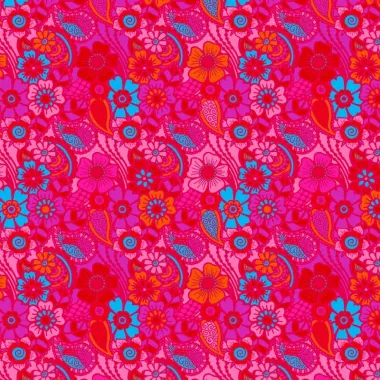 -Tricot stof - French Terry - digitaal vintage flowers - fuchsia - 60114-170 - Tricot stof - French Terry - digitaal vintage flowers - fuchsia - 60114-170