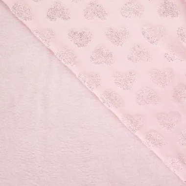 -Fleece stof - glitter hartjes - poederroze - 38004-120 - Fleece stof - glitter hartjes - poederroze - 38004-120