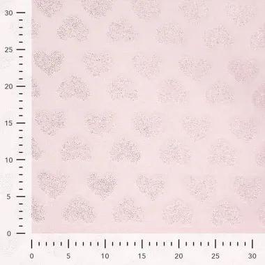 -Fleece stof - glitter hartjes - poederroze - 38004-120 - Fleece stof - glitter hartjes - poederroze - 38004-120