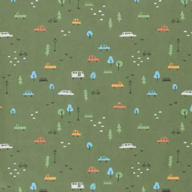 -Katoen stof - poplin - auto's - groen - 19741-027 - Katoen stof - poplin - auto's - groen - 19741-027