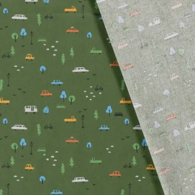 -Katoen stof - poplin - auto's - groen - 19741-027 - Katoen stof - poplin - auto's - groen - 19741-027