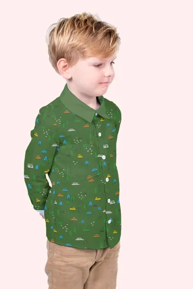 -Katoen stof - poplin - auto's - groen - 19741-027 - Katoen stof - poplin - auto's - groen - 19741-027