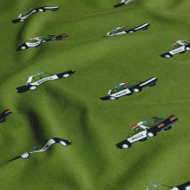 -Tricot stof - politieauto's - groen - 21863-027 - Tricot stof - politieauto's - groen - 21863-027