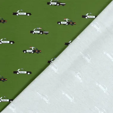 -Tricot stof - politieauto's - groen - 21863-027 - Tricot stof - politieauto's - groen - 21863-027