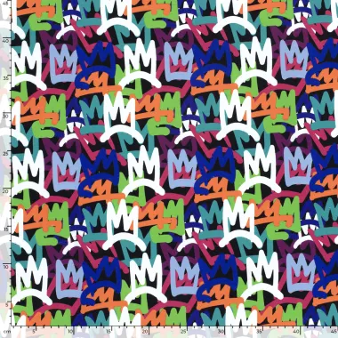 -Tricot stof - French Terry - graffiti - multi - 21868-069 - Tricot stof - French Terry - graffiti - multi - 21868-069
