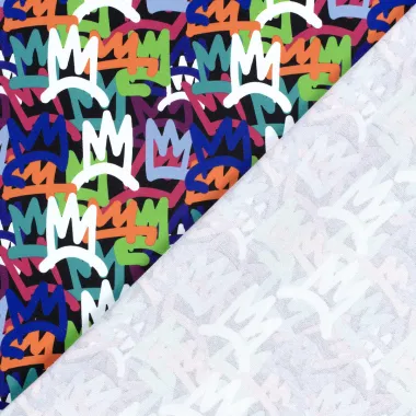 -Tricot stof - French Terry - graffiti - multi - 21868-069 - Tricot stof - French Terry - graffiti - multi - 21868-069