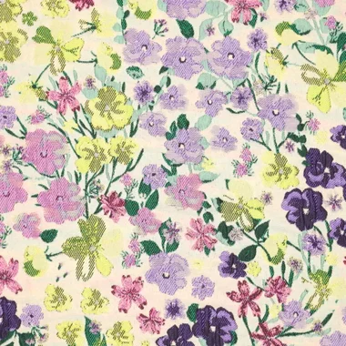 -Polyesterstoff – Brokat-Jacquard – Blumenmuster – Lila Multi – 22769-534 - Polyesterstoff – Brokat-Jacquard – Blumenmuster – Lila Multi – 22769-534