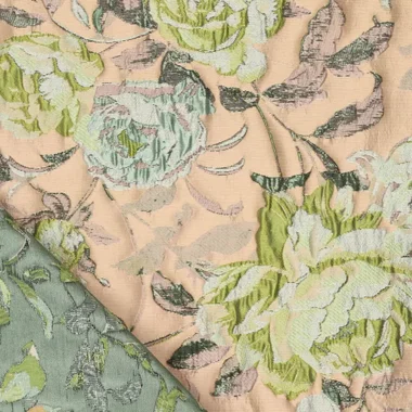 -Polyesterstoff – Brokat-Jacquard Metall – Blumen – grün – 22770-320 - Polyesterstoff – Brokat-Jacquard Metall – Blumen – grün – 22770-320