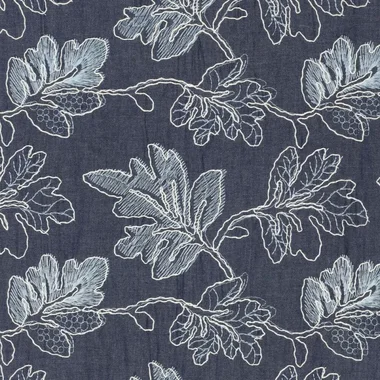 -Denim – Stickerei – Blätter – blau – 22658-691 - Denim – Stickerei – Blätter – blau – 22658-691