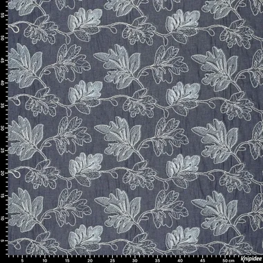 -Denim – Stickerei – Blätter – blau – 22658-691 - Denim – Stickerei – Blätter – blau – 22658-691