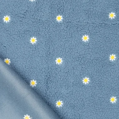 -Teddy stof - embroidery - bloemetjes - blauw - 22260-690 - Teddy stof - embroidery - bloemetjes - blauw - 22260-690