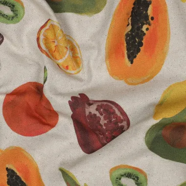 -Canvas stof - linnenlook - digitaal fruit - naturel - 6882-001 - Canvas stof - linnenlook - digitaal fruit - naturel - 6882-001