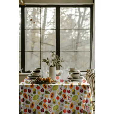 -Canvas stof - linnenlook - digitaal fruit - naturel - 6882-001 - Canvas stof - linnenlook - digitaal fruit - naturel - 6882-001