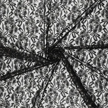 -Kant stof - foil lace - zwart - 22411-999 - Kant stof - foil lace - zwart - 22411-999