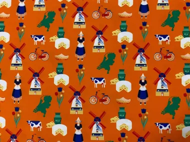 -Texture stof - thema Holland - oranje - 2146 - Texture stof - thema Holland - oranje - 2146