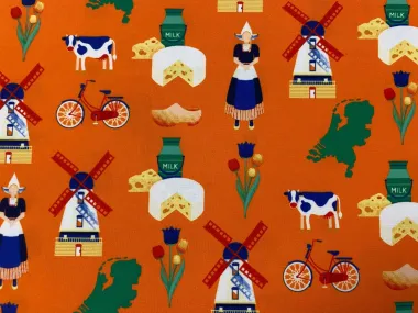 -Texture stof - thema Holland - oranje - 2146 - Texture stof - thema Holland - oranje - 2146