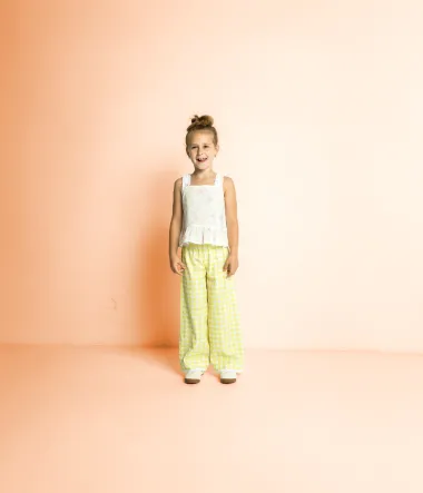 -Katoen stof - seersucker - ruiten - wit/geel - 3/48142-821 - Katoen stof - seersucker - ruiten - wit/geel - 3/48142-821