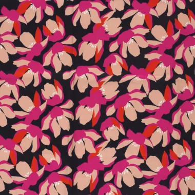 -Stretch stof - katoen satijn - bloemen - zwart - 25075-069 - Stretch stof - katoen satijn - bloemen - zwart - 25075-069