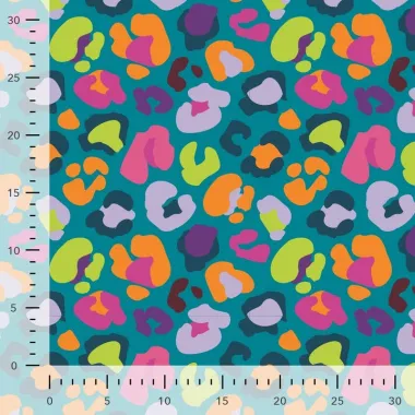 -Tricot stof - French Terry - luipaardprint - licht petrol - 20125-941 - Tricot stof - French Terry - luipaardprint - licht petrol - 20125-941