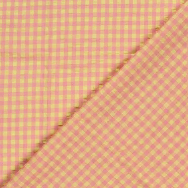 -Geruite stof - poplin seersucker - lichtroze/geel - 25003-011 - Geruite stof - poplin seersucker - lichtroze/geel - 25003-011