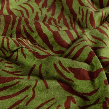 -Tricot stof - French Terry - zebraprint - kaki - 24521-027 - Tricot stof - French Terry - zebraprint - kaki - 24521-027