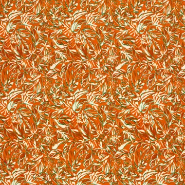-Tricot stof - French Terry - bladeren - oranje - 24522-036 - Tricot stof - French Terry - bladeren - oranje - 24522-036
