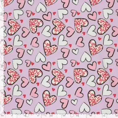 -Tricot stof - hartjes dierenprint - lila - 25727-043 - Tricot stof - hartjes dierenprint - lila - 25727-043