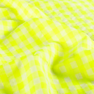 -Geruite stof - poplin seersucker - neon geel/wit - 25003-035 - Geruite stof - poplin seersucker - neon geel/wit - 25003-035