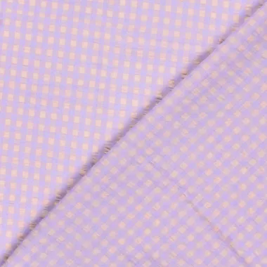 -Geruite stof - poplin seersucker - lila/zalm - 25003-043 - Geruite stof - poplin seersucker - lila/zalm - 25003-043