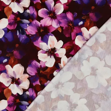 -Tricot stof - punta di roma - digitaal bloemen - bordeaux - 7840-005 - Tricot stof - punta di roma - digitaal bloemen - bordeaux - 7840-005