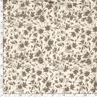 -Bamboe stof - poplin - bloemetjes - bruin - 25010-055 - Bamboe stof - poplin - bloemetjes - bruin - 25010-055
