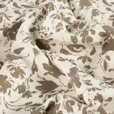 -Bamboe stof - poplin - bloemetjes - bruin - 25010-055 - Bamboe stof - poplin - bloemetjes - bruin - 25010-055