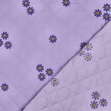 -Doorgestikte stof - embroidery bloemetjes - lila - 4565-001 - Doorgestikte stof - embroidery bloemetjes - lila - 4565-001