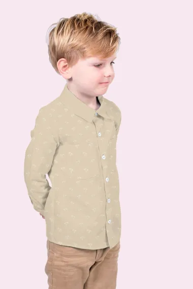 -Katoen stof - poplin - palmbomen - beige - 19470-052 - Katoen stof - poplin - palmbomen - beige - 19470-052