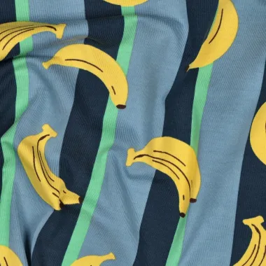 -Tricot stof - strepen & bananen - petrol - 7148-015 - Tricot stof - strepen & bananen - petrol - 7148-015